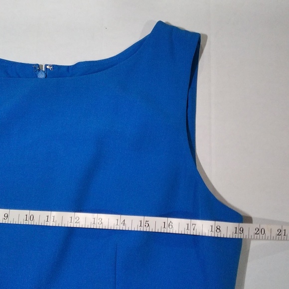 Kasper women's crew neck sleeveless blue dress - Picture 6 of 9